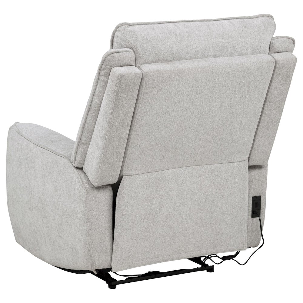 Sylmar Chenille Upholstered Power Recliner Dove Grey. Picture 7