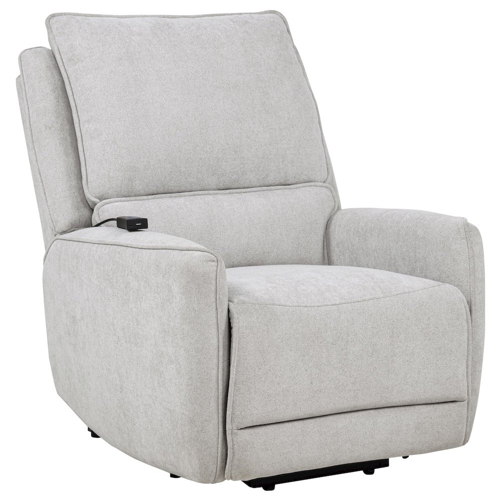 Sylmar Chenille Upholstered Dual Power Lift Recliner Grey. Picture 1