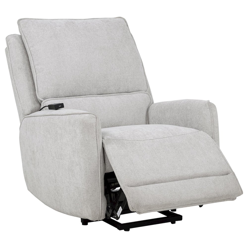 Sylmar Chenille Upholstered Dual Power Lift Recliner Grey. Picture 3