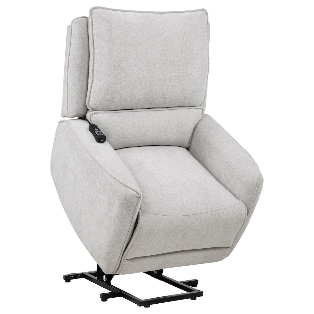 Sylmar Chenille Upholstered Dual Power Lift Recliner Grey. Picture 5