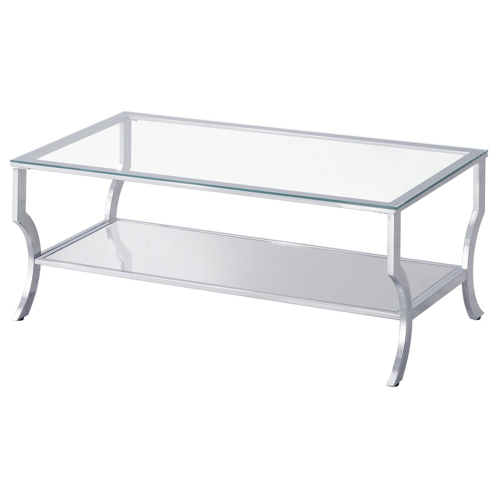 Saide 2-piece Glass Top Coffee and End Table Set Chrome. Picture 5