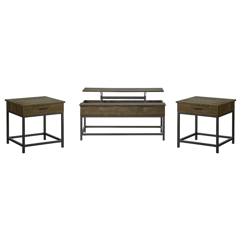 Byers 3-piece Lift Top Coffee and End Table Set Brown Oak. Picture 1