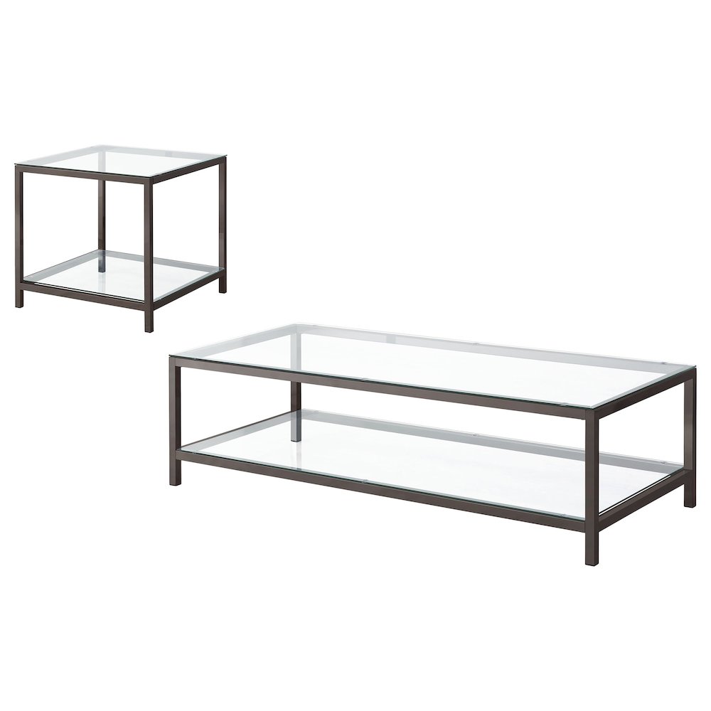 Trini 2-piece Coffee and End Table Set Black Nickel. Picture 1
