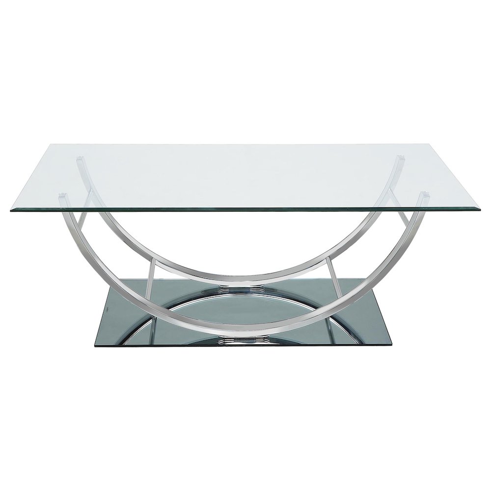 Danville 2-piece Glass Top Coffee and End Table Set Chrome. Picture 8