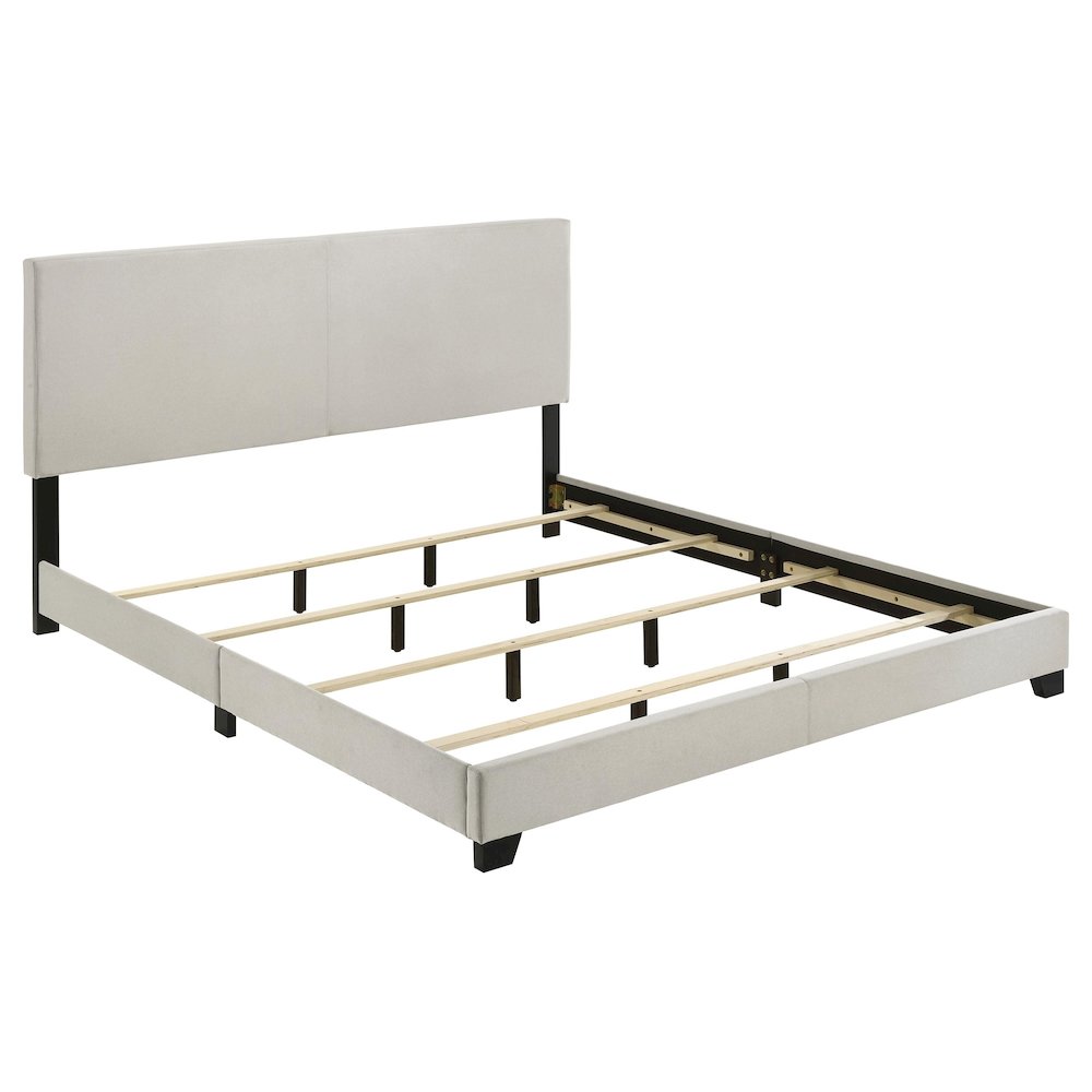 Dorian Fabric Upholstered Eastern King Panel Bed Cream. Picture 4