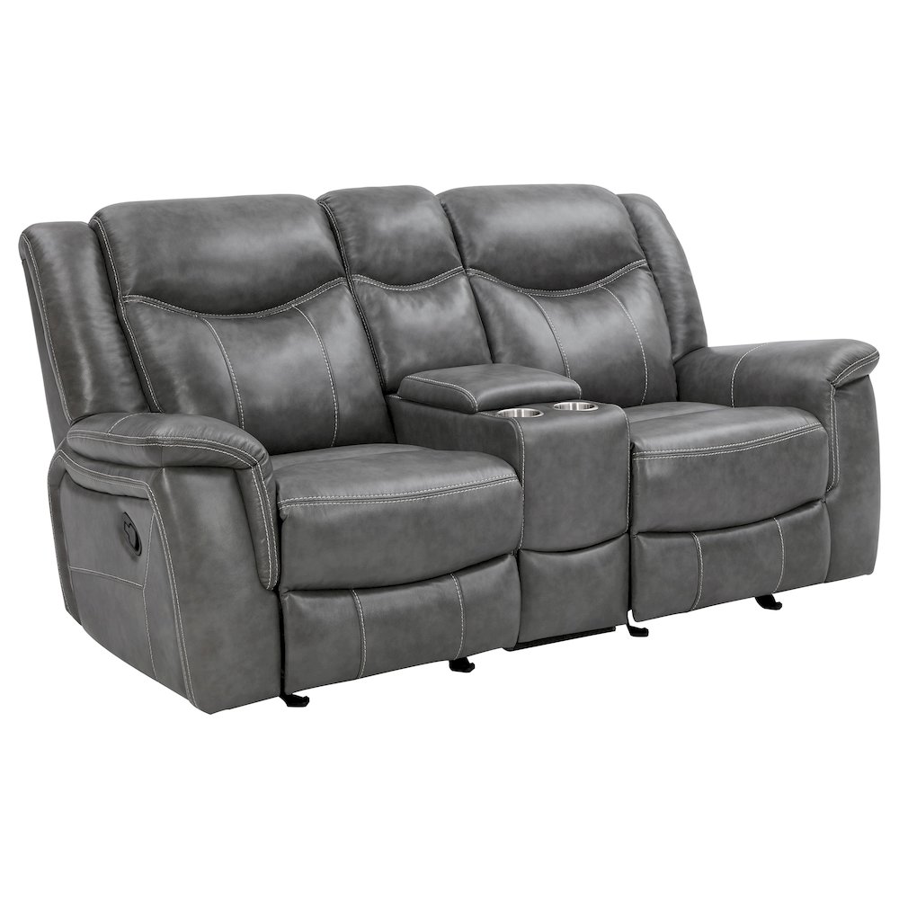 Conrad Upholstered Padded Arm Glider Loveseat Grey. Picture 1