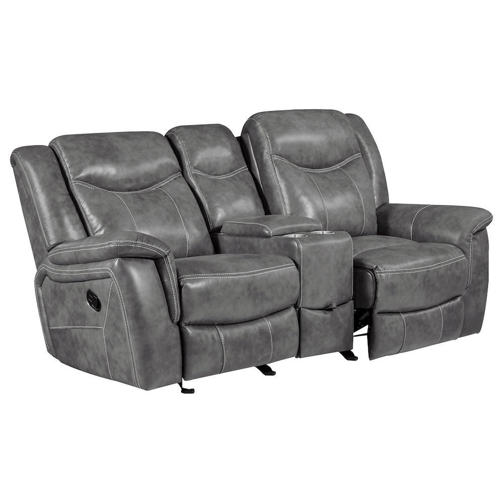 Conrad Upholstered Padded Arm Glider Loveseat Grey. Picture 3