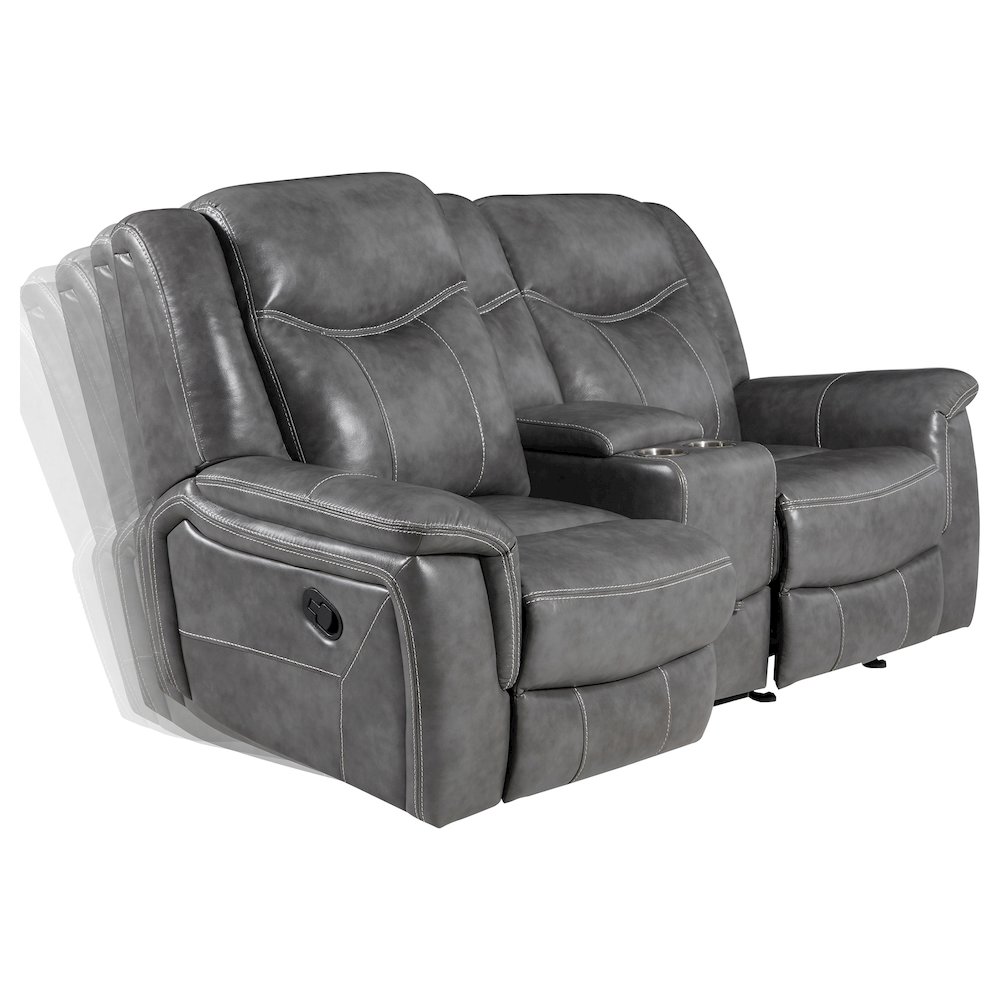 Conrad Upholstered Padded Arm Glider Loveseat Grey. Picture 4