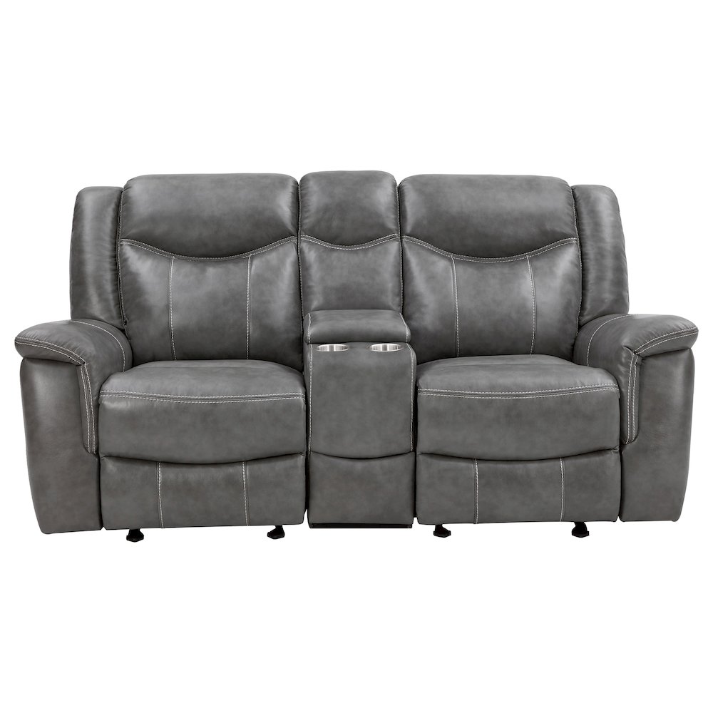 Conrad Upholstered Padded Arm Glider Loveseat Grey. Picture 6