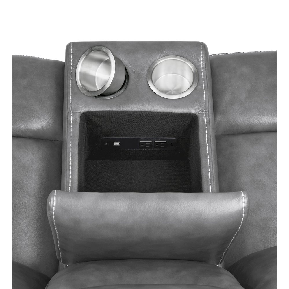 Conrad Upholstered Padded Arm Glider Loveseat Grey. Picture 9