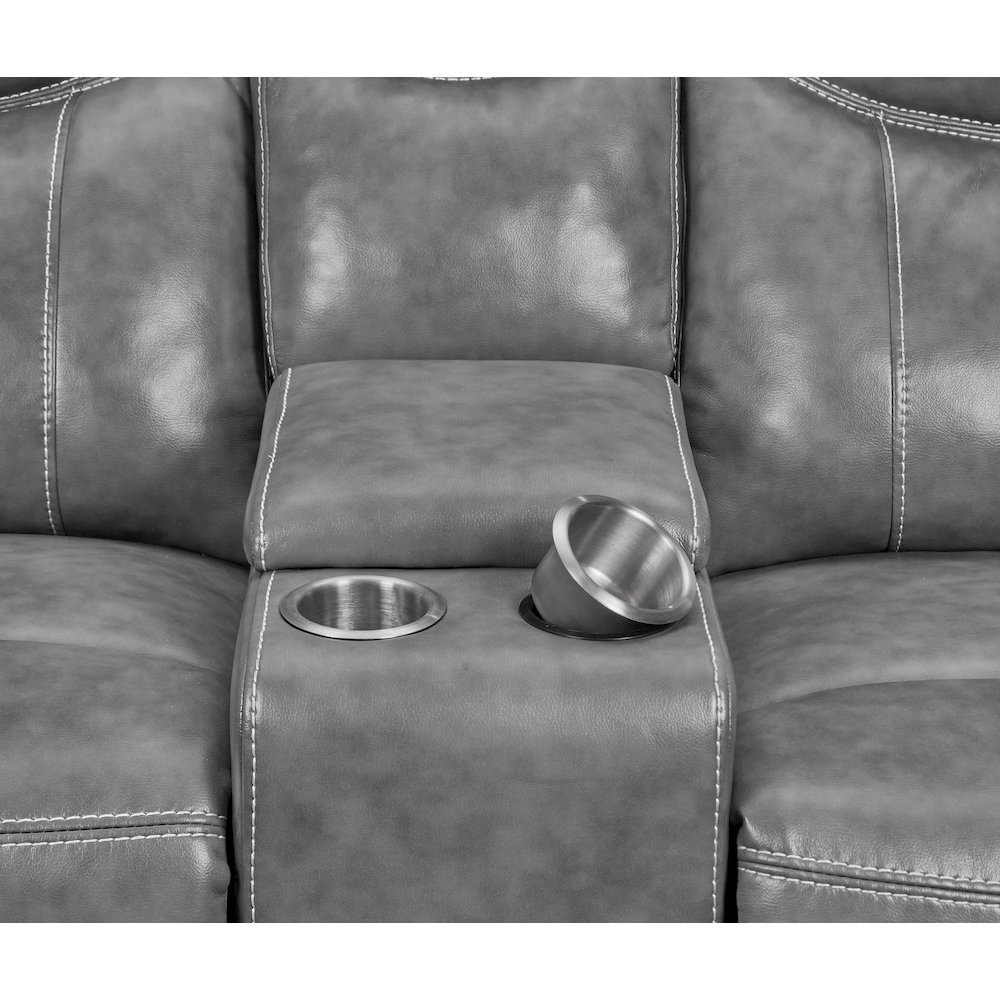 Conrad Upholstered Padded Arm Glider Loveseat Grey. Picture 14