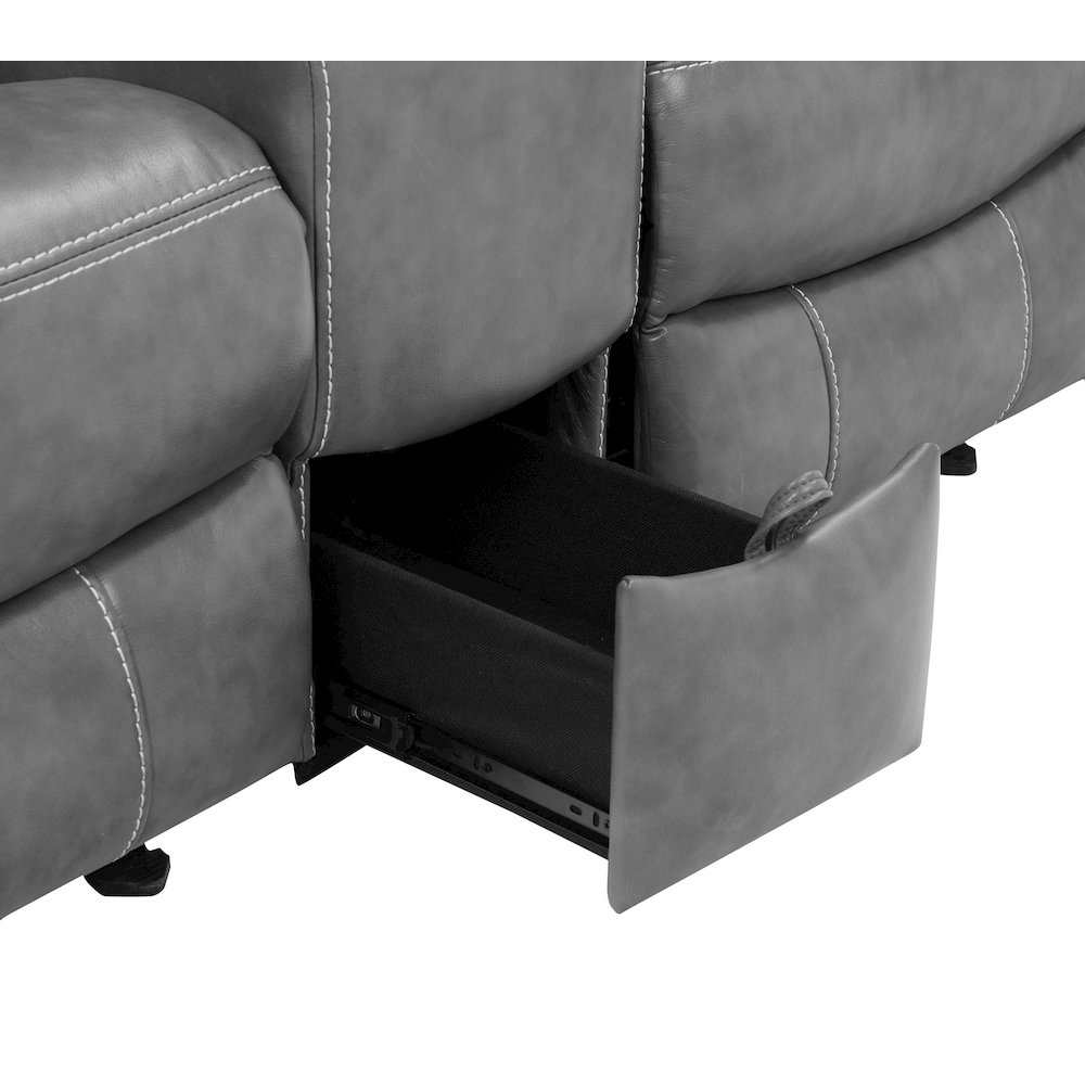 Conrad Upholstered Padded Arm Glider Loveseat Grey. Picture 16