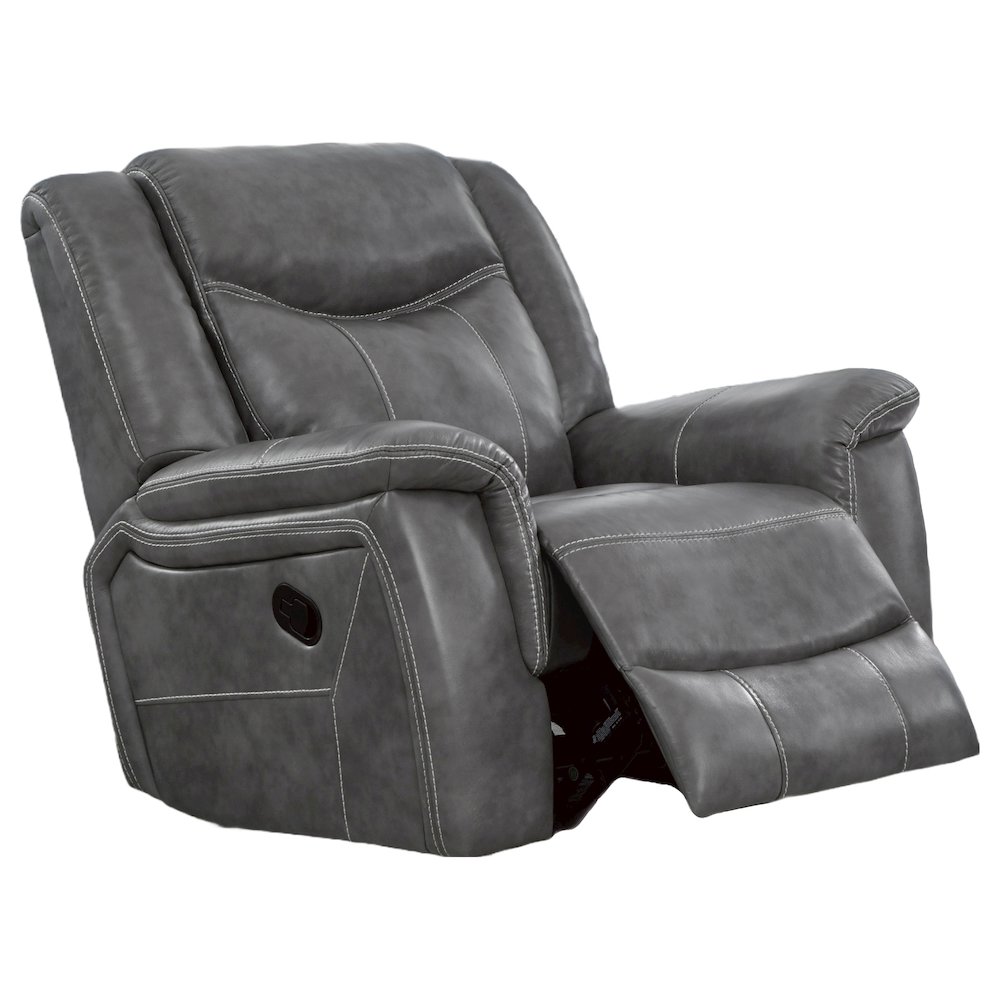 Conrad Upholstered Padded Arm Glider Recliner Grey. Picture 3
