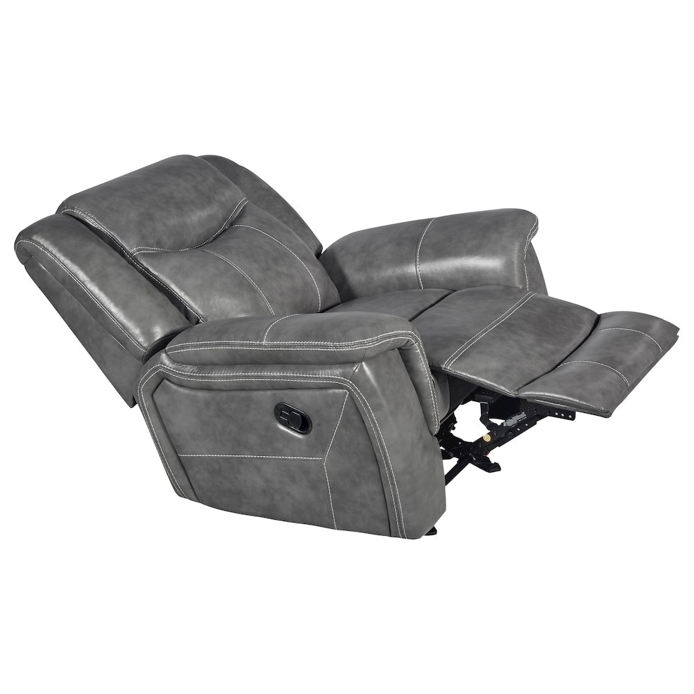 Conrad Upholstered Padded Arm Glider Recliner Grey. Picture 4