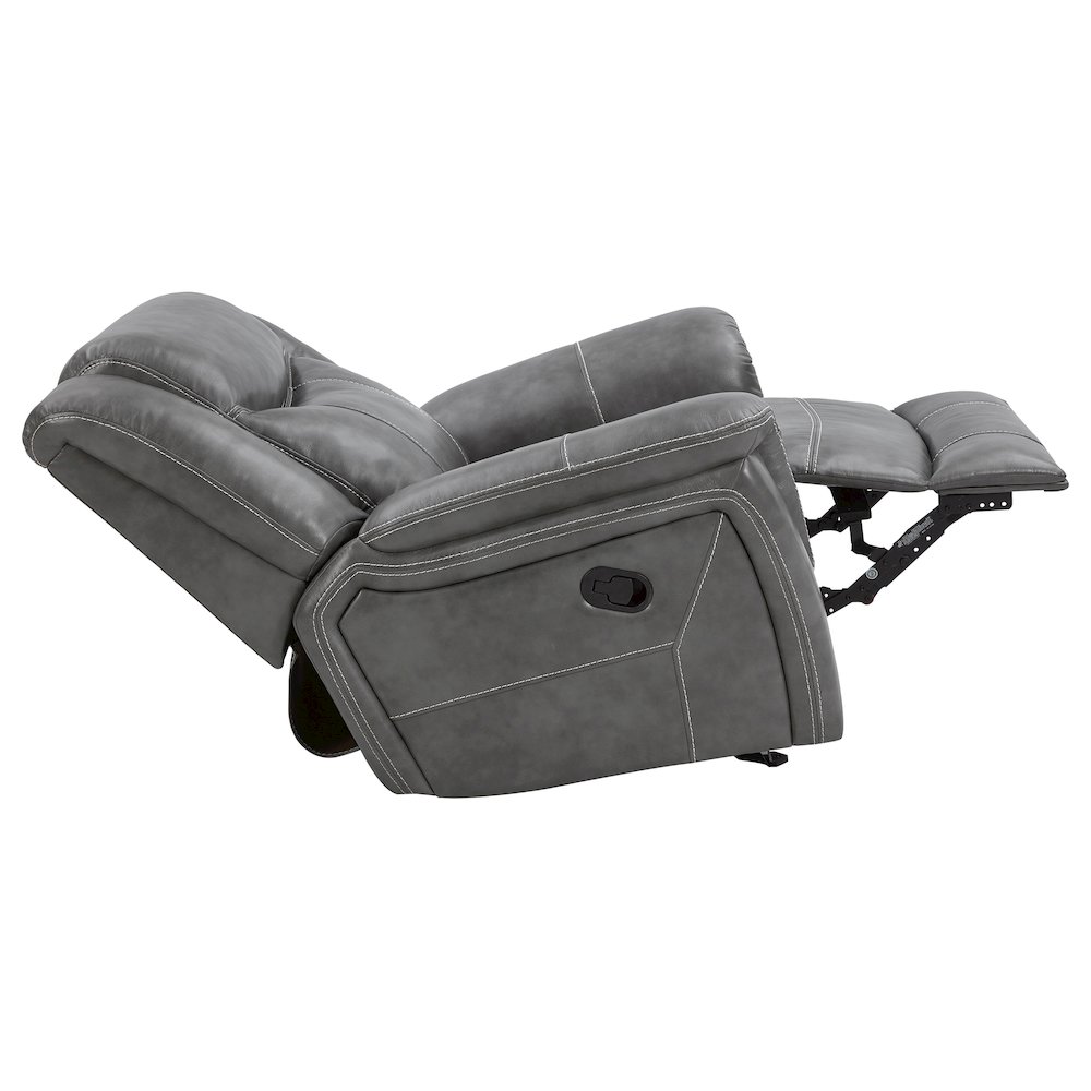 Conrad Upholstered Padded Arm Glider Recliner Grey. Picture 5