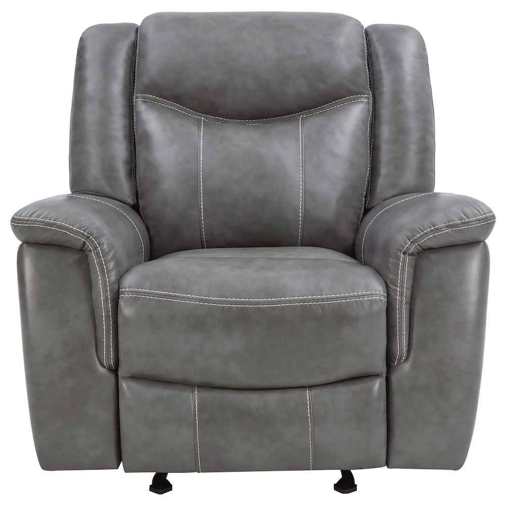 Conrad Upholstered Padded Arm Glider Recliner Grey. Picture 6