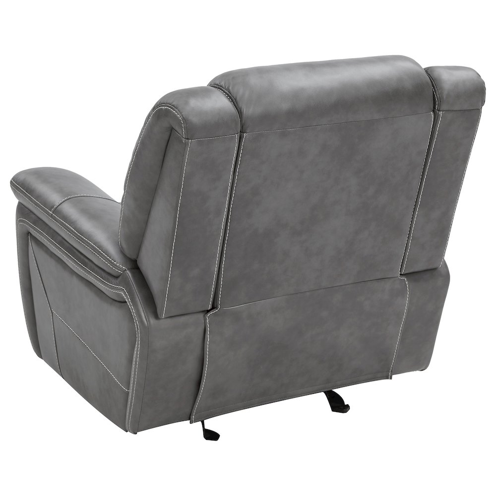 Conrad Upholstered Padded Arm Glider Recliner Grey. Picture 7