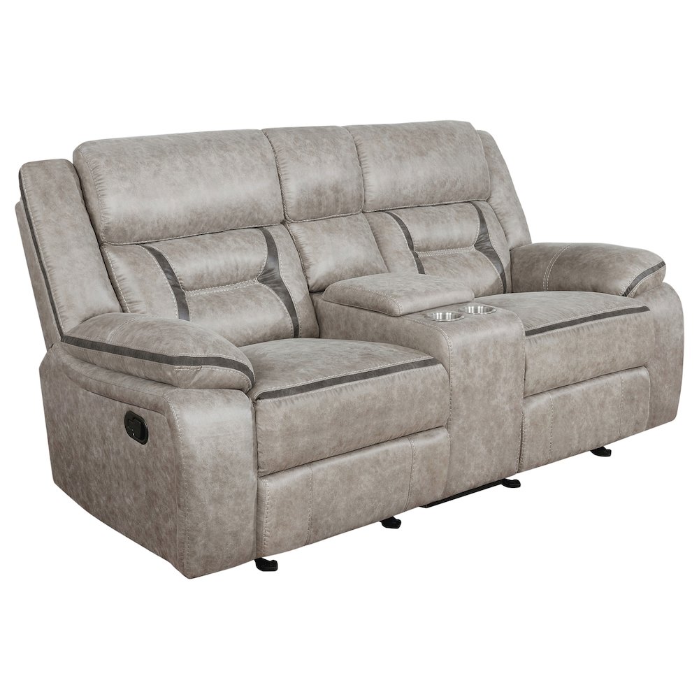 Greer 2-piece Upholstered Reclining Sofa Set Taupe. Picture 2