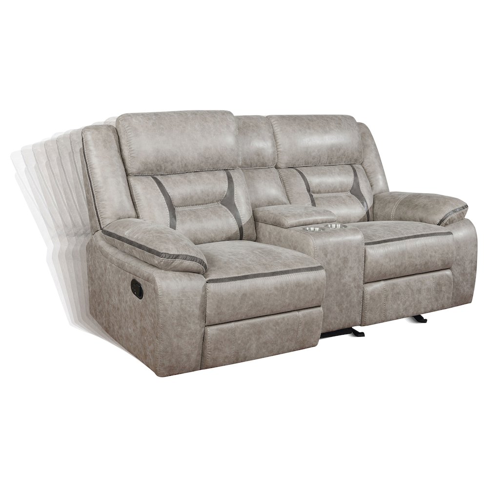 Greer 2-piece Upholstered Reclining Sofa Set Taupe. Picture 3