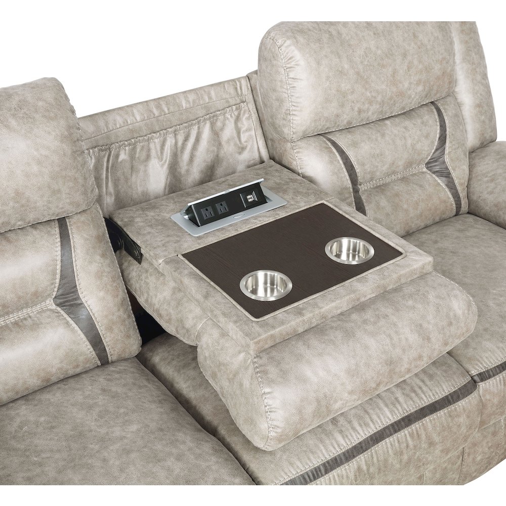 Greer 2-piece Upholstered Reclining Sofa Set Taupe. Picture 8