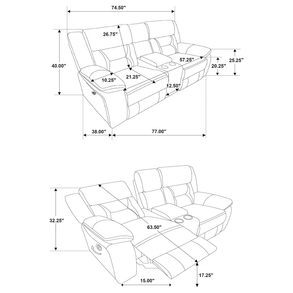 Greer 2-piece Upholstered Reclining Sofa Set Taupe. Picture 13