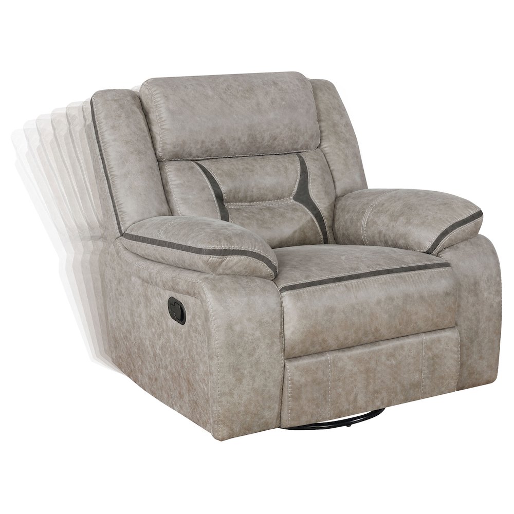 Greer Upholstered Swivel Glider Recliner Chair Taupe. Picture 3