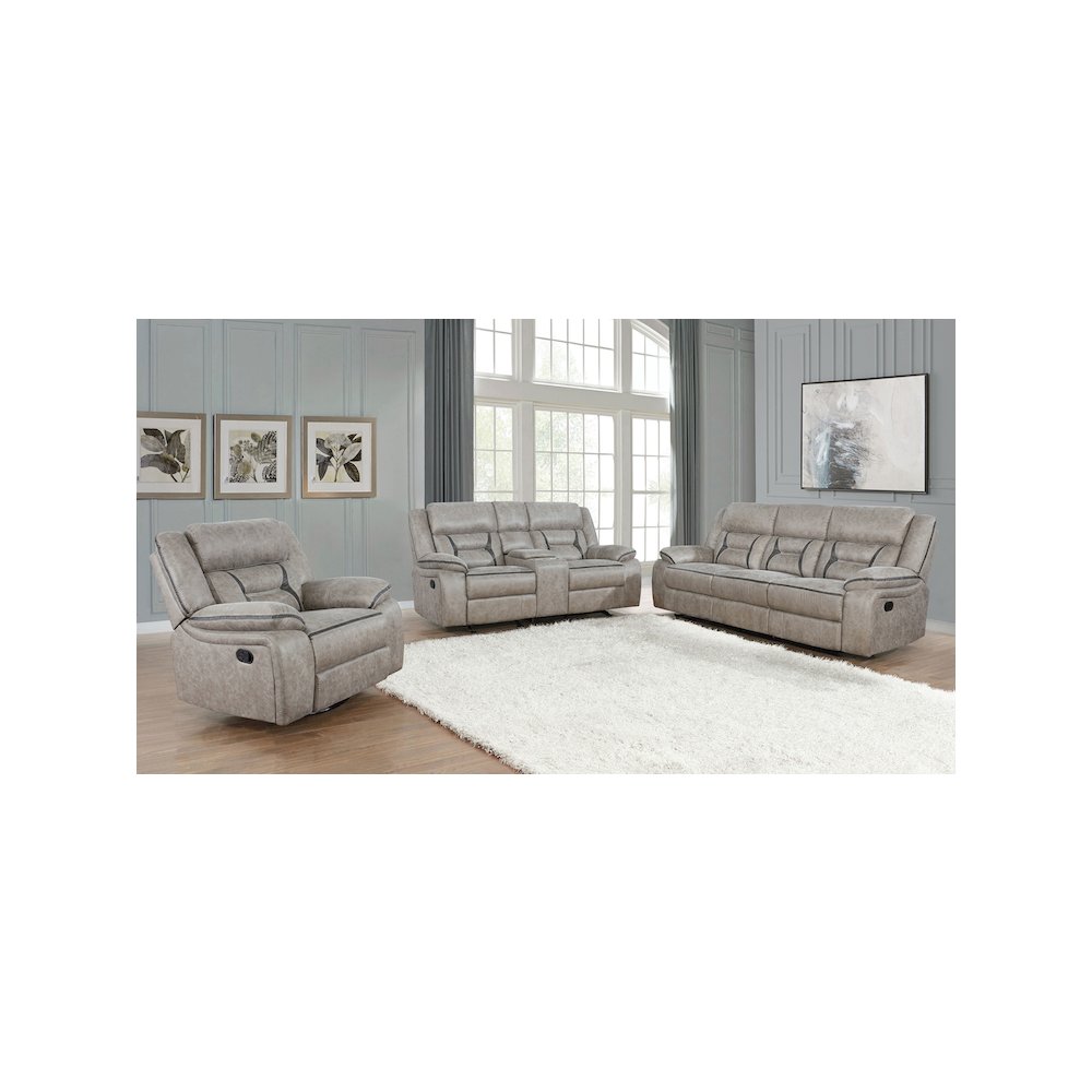 Greer Upholstered Swivel Glider Recliner Chair Taupe. Picture 7