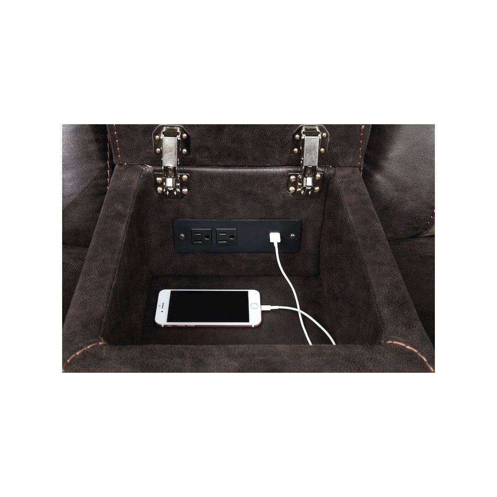 Greer Upholstered Motion Reclining Loveseat Brown. Picture 10