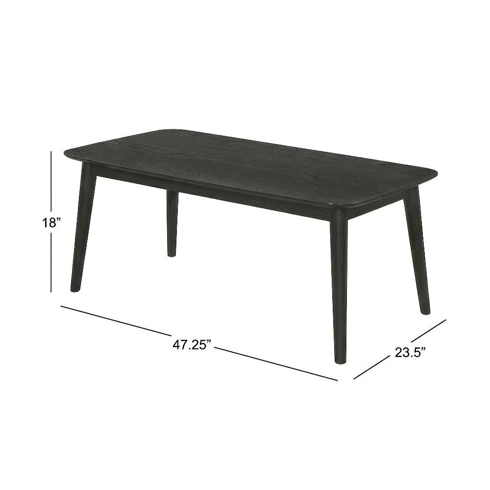 3-Piece Black Rectangular Coffee Table Set with Mid-Century Modern Style. Picture 4