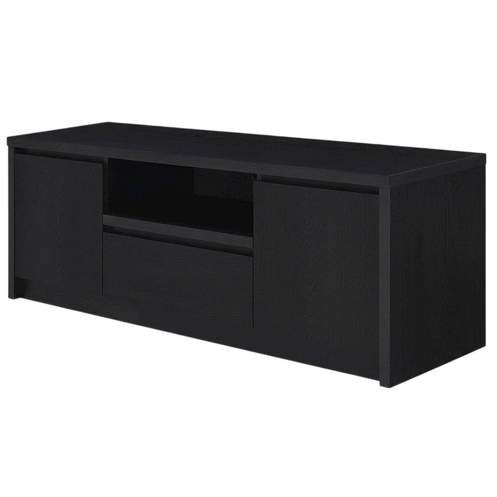 Black 2-Door TV Stand Media Console with Contemporary Style and Engineered Wood. Picture 1