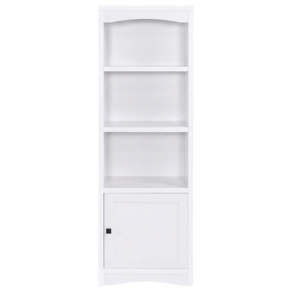 White 3-Shelf Media Tower With Gunmetal Finish And Transitional Style. Picture 4