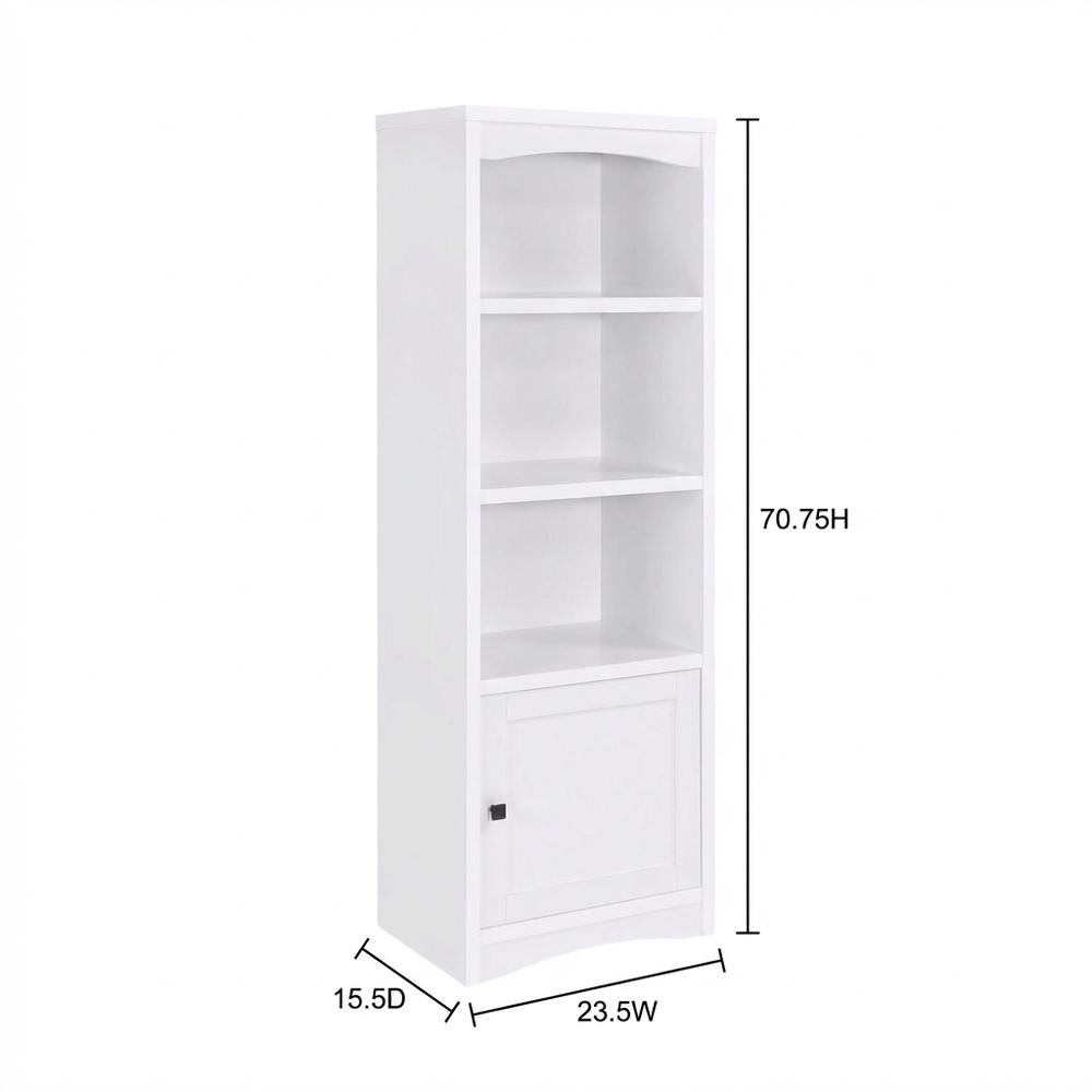 White 3-Shelf Media Tower With Gunmetal Finish And Transitional Style. Picture 7