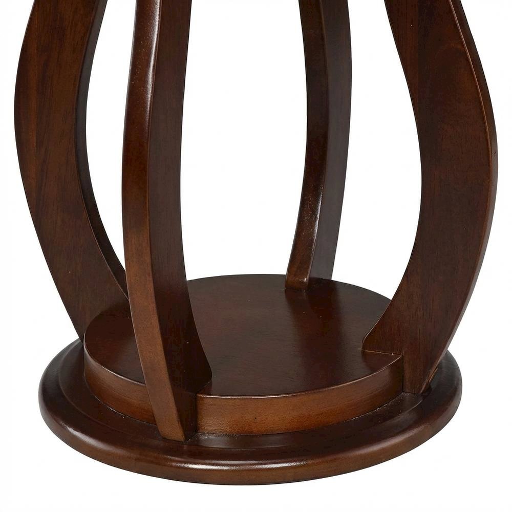 Brown Pedestal 18 Inch Side Table - Faux Marble End Table for Living Room Accent. Picture 7