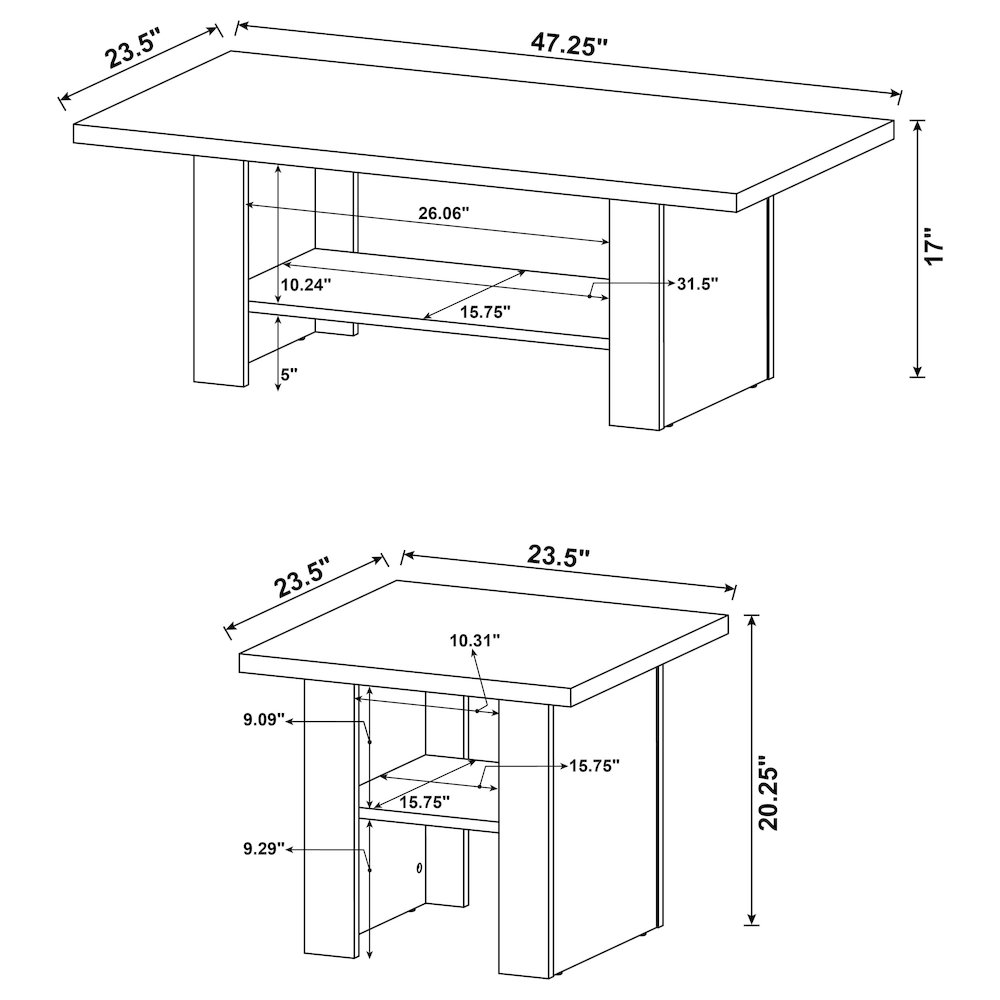Rodez 3-piece Engineered Wood Coffee Table Set Black Oak. Picture 7