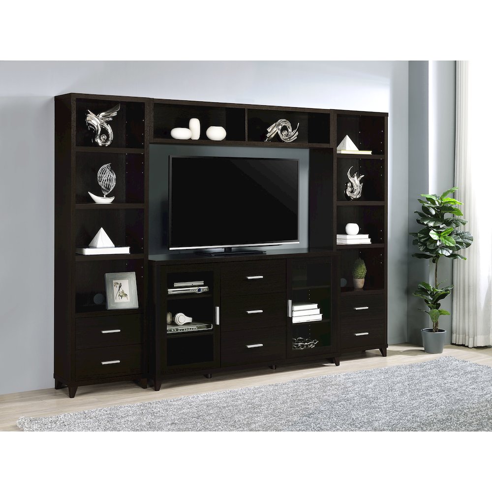 Lewes 2-door Engineered Wood 60" TV Stand Cappuccino. Picture 11