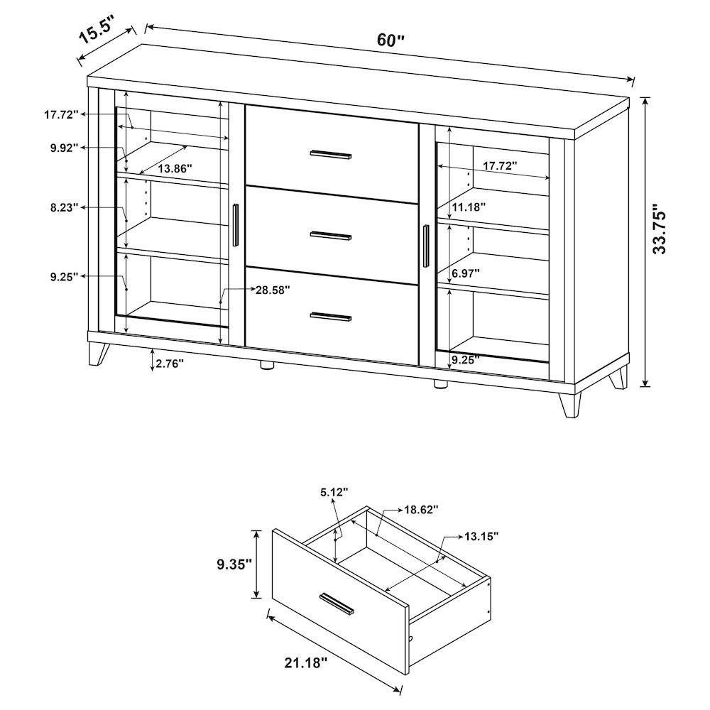Lewes 4-piece 60" TV Entertainment Center Cappuccino. Picture 11