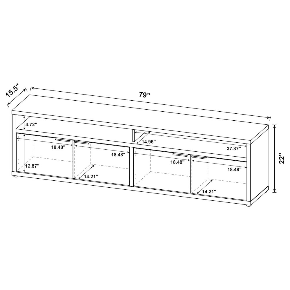Sentnor 79-inch 4-door Engineered Wood TV Stand Media Console Mango. Picture 11