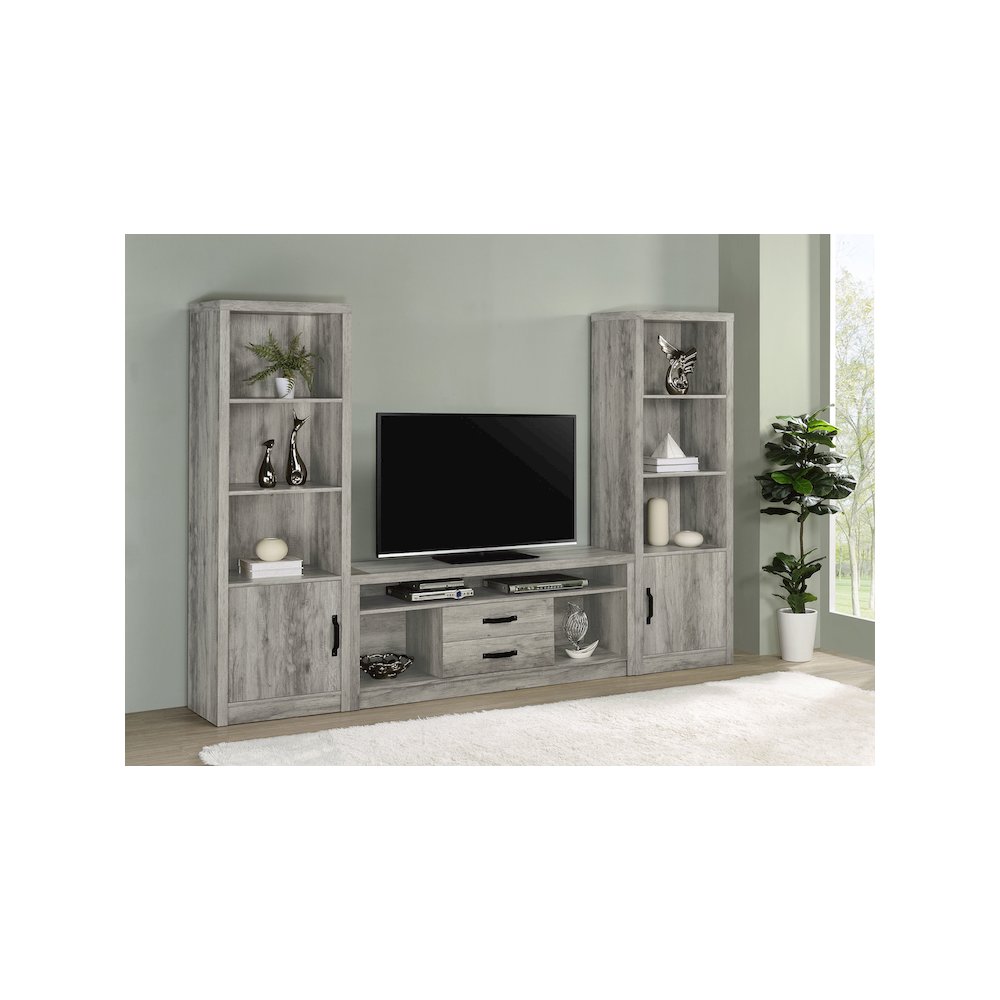 Burke 2-drawer Engineered Wood 59" TV Stand Grey Driftwood. Picture 11