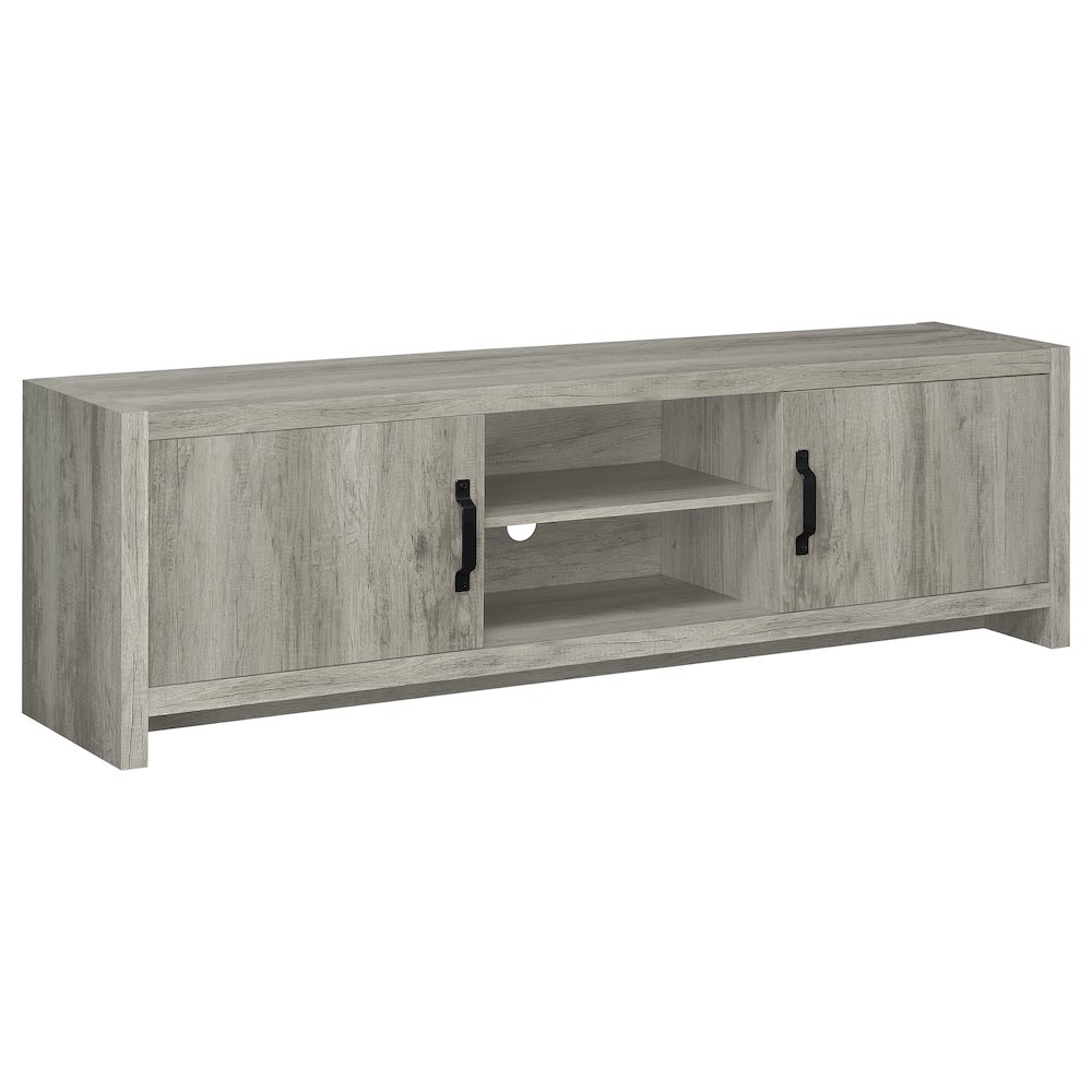 Burke 2-door Engineered Wood 71" TV Stand Grey Driftwood. Picture 1