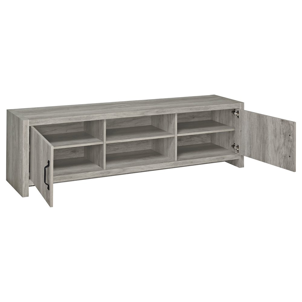 Burke 2-door Engineered Wood 71" TV Stand Grey Driftwood. Picture 3
