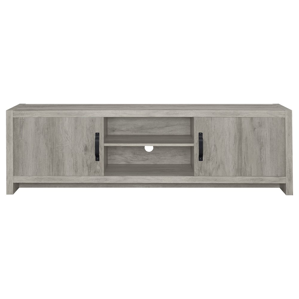 Burke 2-door Engineered Wood 71" TV Stand Grey Driftwood. Picture 4