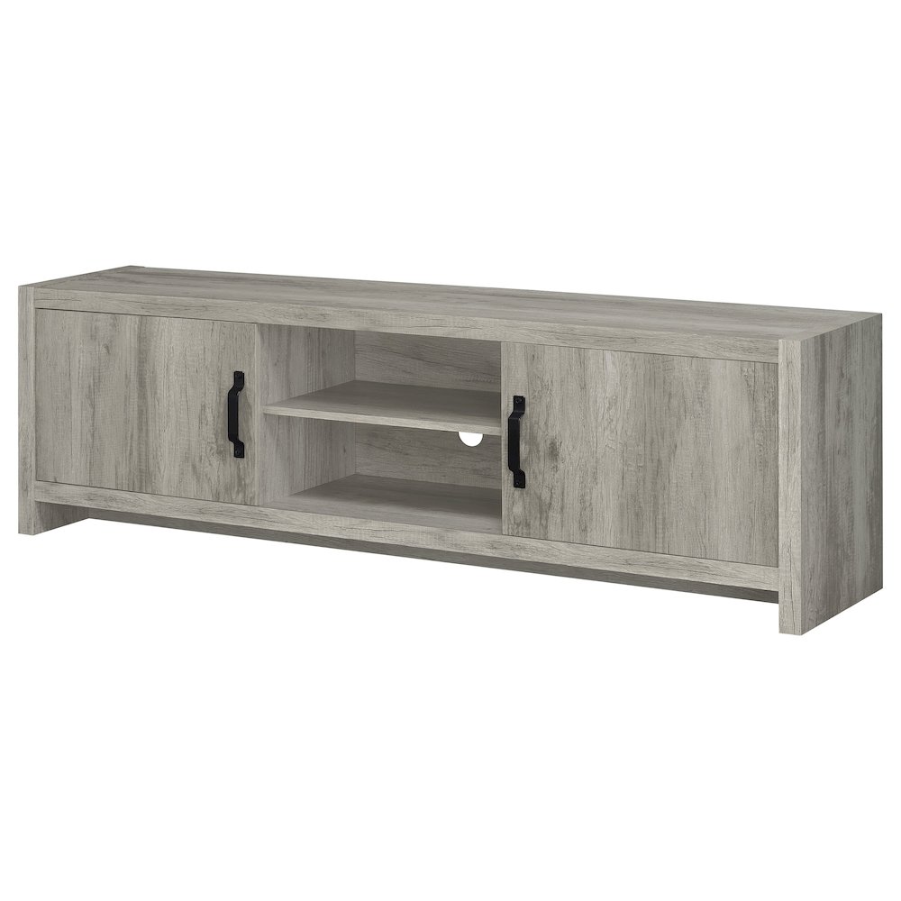 Burke 2-door Engineered Wood 71" TV Stand Grey Driftwood. Picture 5