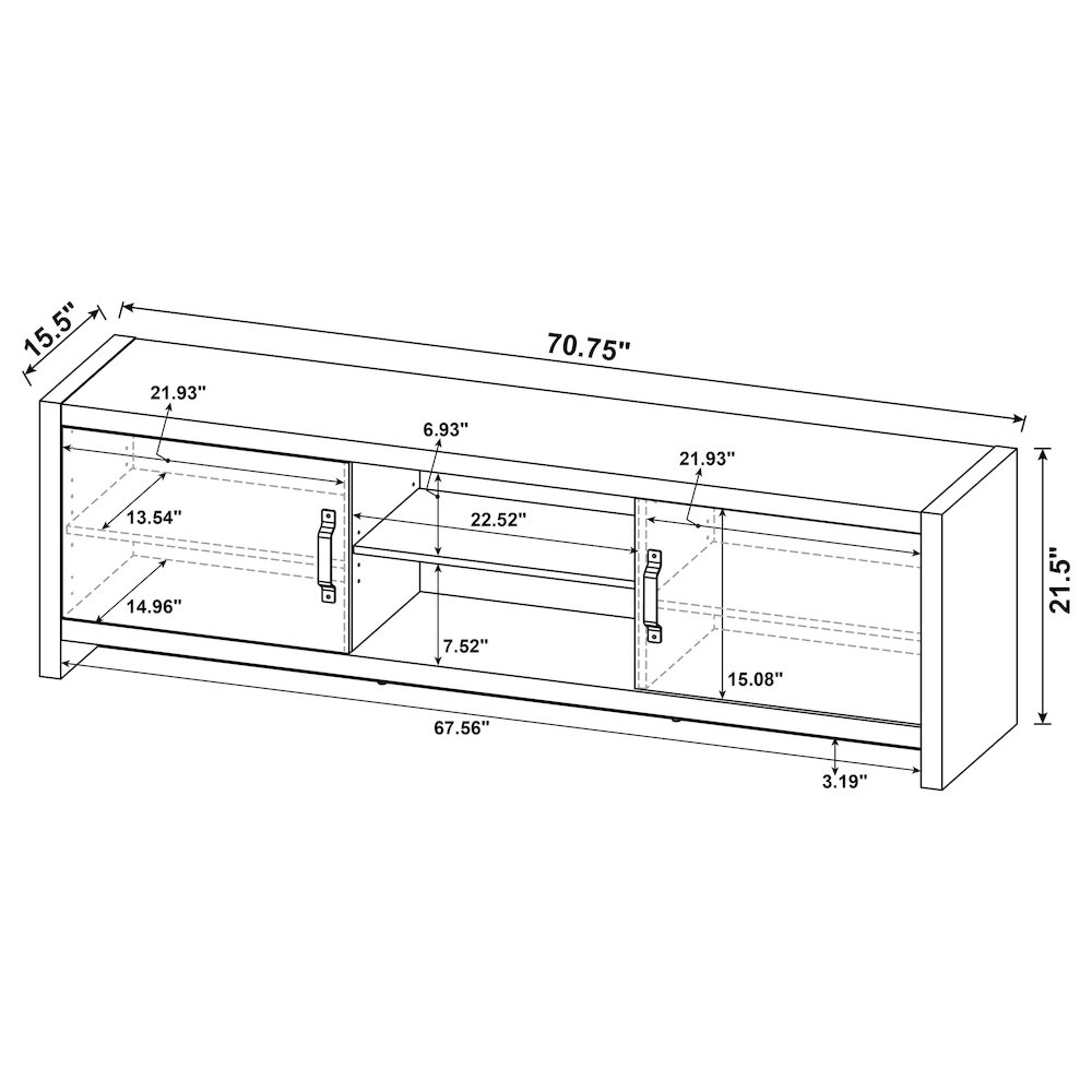 Burke 2-door Engineered Wood 71" TV Stand Grey Driftwood. Picture 11