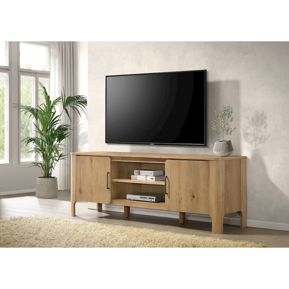 Rowe 65-inch 2-door Wood TV Stand Media Console Light Oak. Picture 2