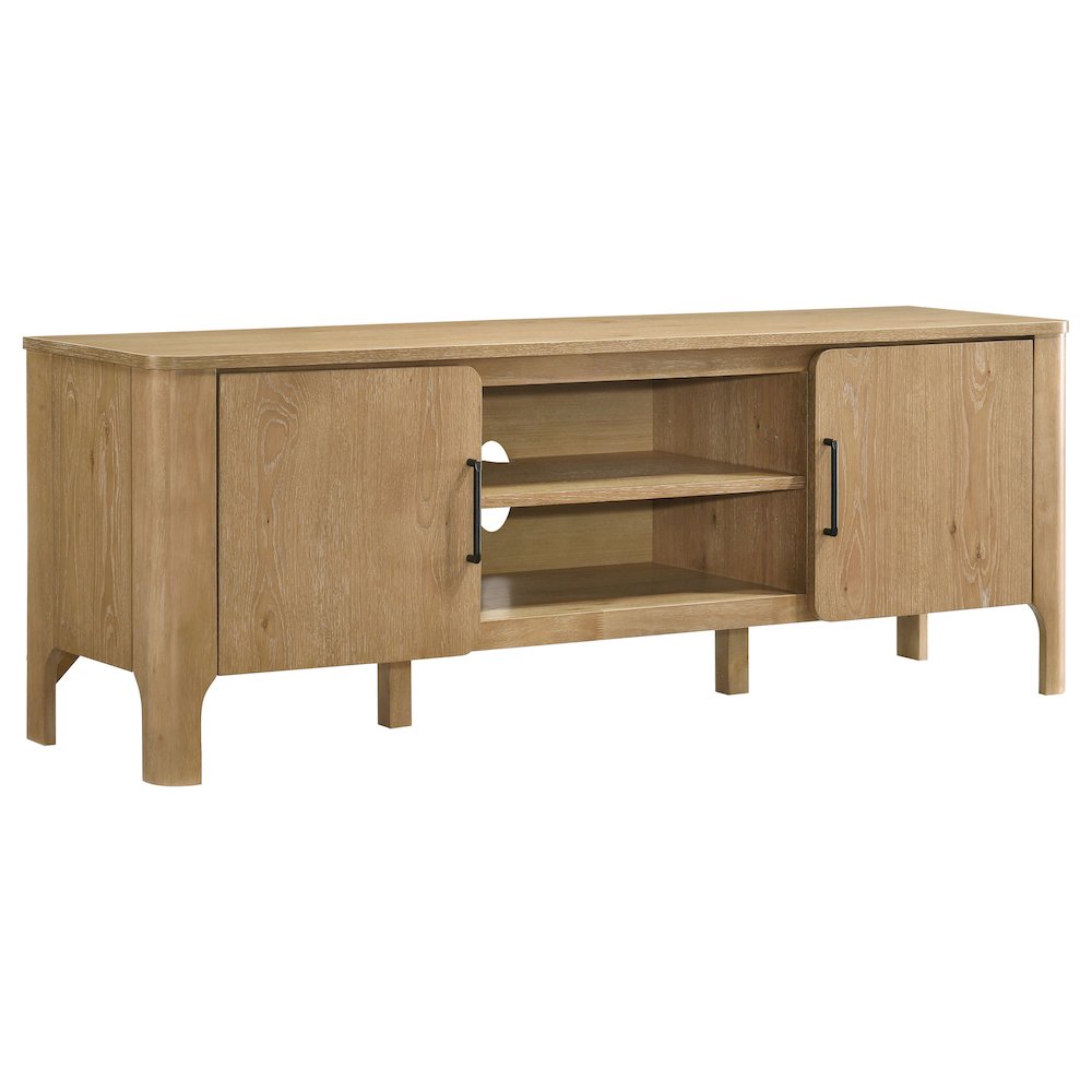 Rowe 65-inch 2-door Wood TV Stand Media Console Light Oak. Picture 1