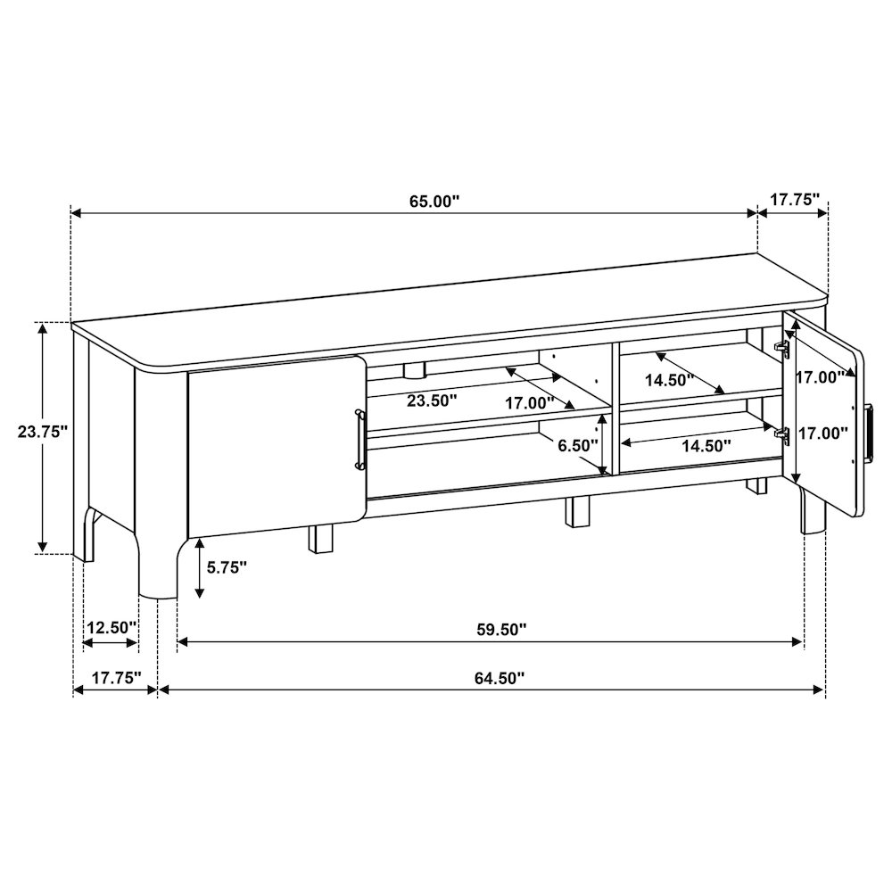 Rowe 65-inch 2-door Wood TV Stand Media Console Light Oak. Picture 15
