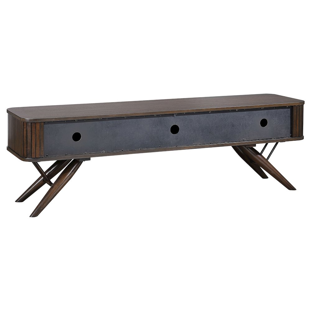 Valna Wood 71" TV Stand with Sliding Doors Walnut. Picture 5