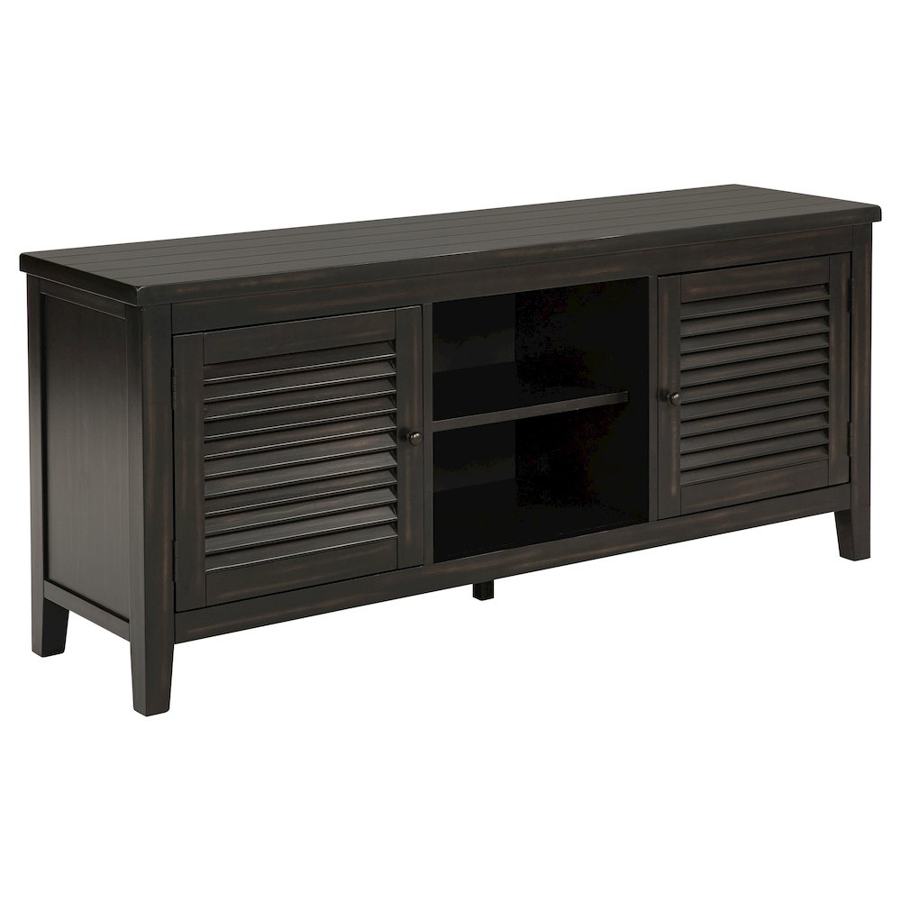 Concord 2-door 60-inch TV Stand Console Distressed Java. Picture 1