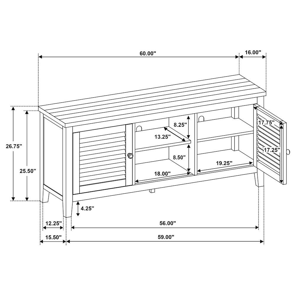 Concord 2-door 60-inch TV Stand Console Distressed Java. Picture 14