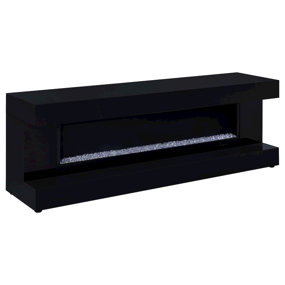 Mallory TV Stand Fireplace Console Bluetooth Speaker Black High Gloss. Picture 1